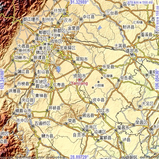 Topographic map of Yanjiang