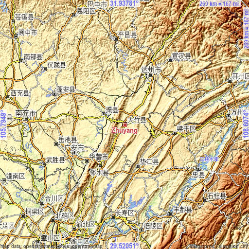 Topographic map of Zhuyang