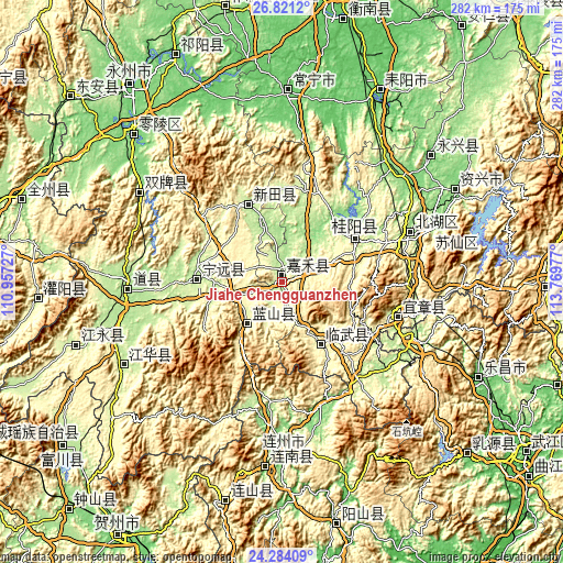 Topographic map of Jiahe Chengguanzhen