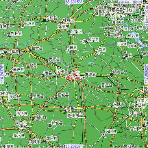 Topographic map of Shangqiu