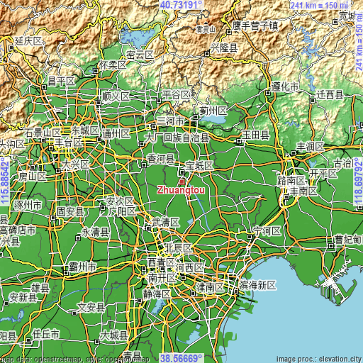 Topographic map of Zhuangtou