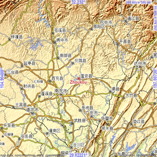 Topographic map of Zhoukou