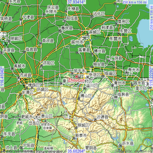 Topographic map of Zhoucun