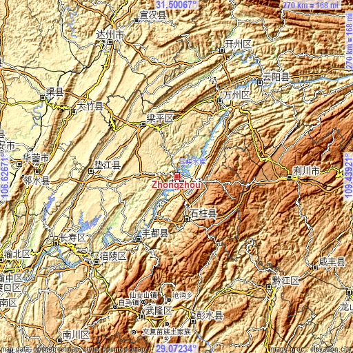 Topographic map of Zhongzhou