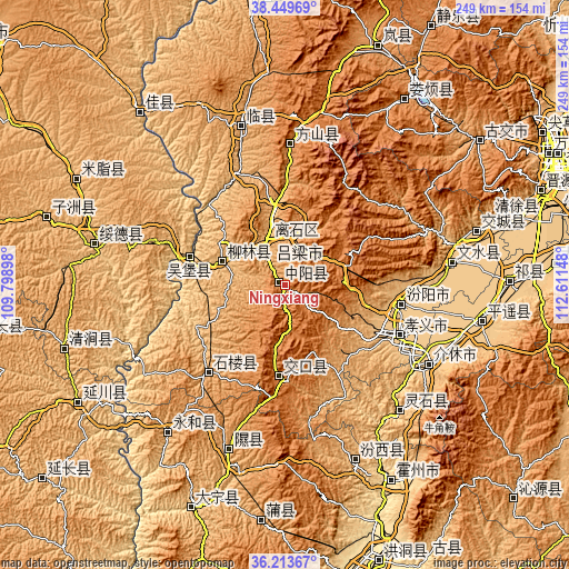 Topographic map of Ningxiang