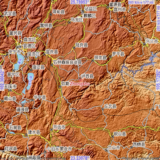 Topographic map of Zhongshu