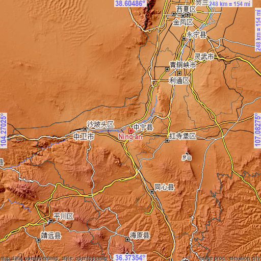 Topographic map of Ning’an