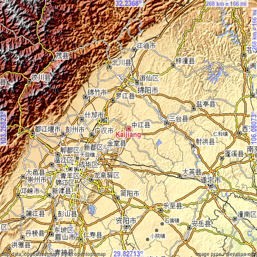 Topographic map of Kaijiang