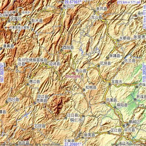 Topographic map of Zhonghe