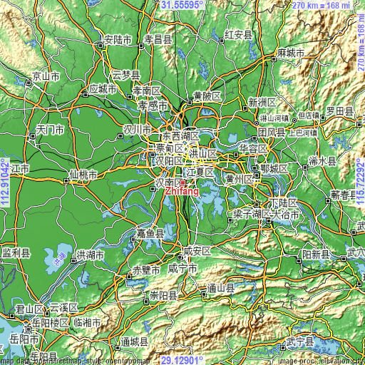 Topographic map of Zhifang