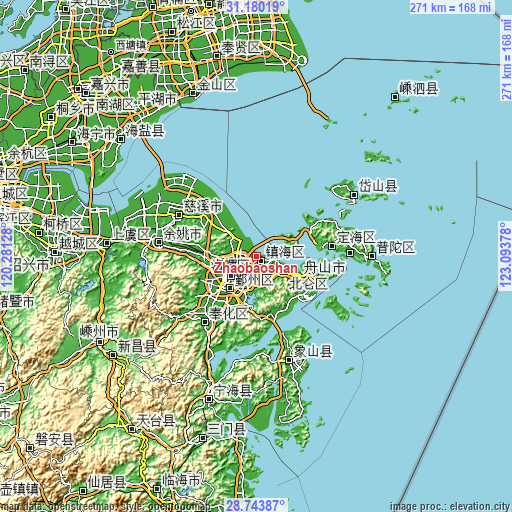 Topographic map of Zhaobaoshan