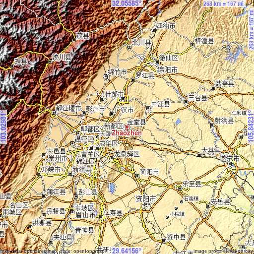 Topographic map of Zhaozhen