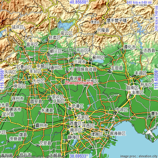 Topographic map of Zhaogezhuang