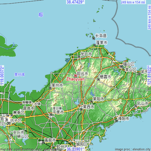 Topographic map of Zhaoyuan