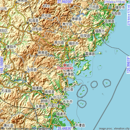 Topographic map of Zhangwan