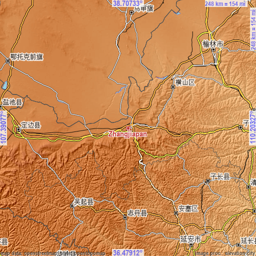 Topographic map of Zhangjiapan