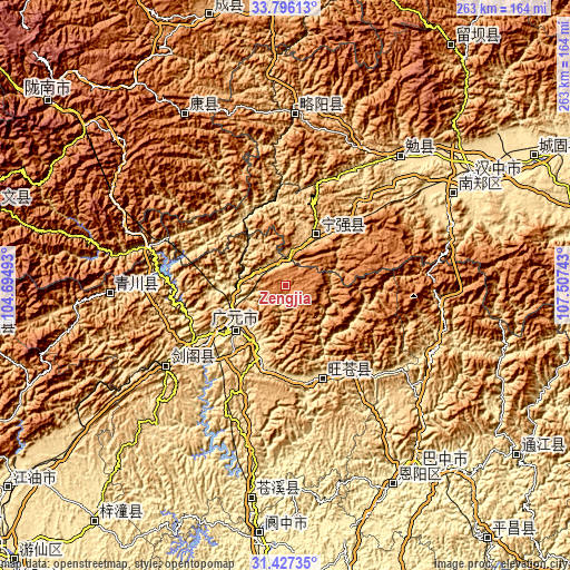 Topographic map of Zengjia