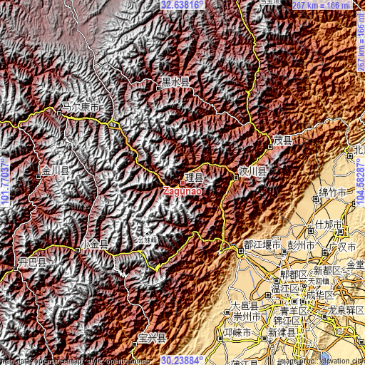 Topographic map of Zagunao