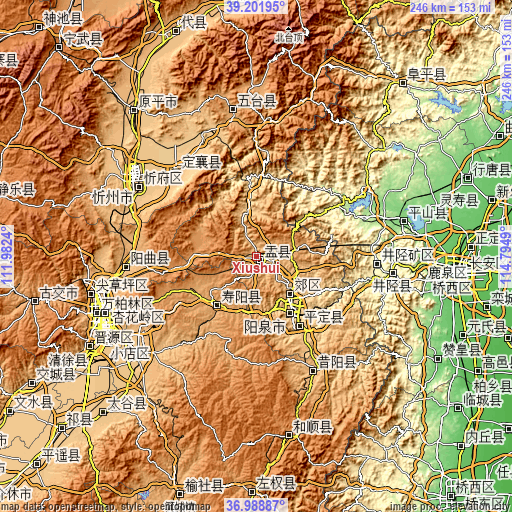 Topographic map of Xiushui