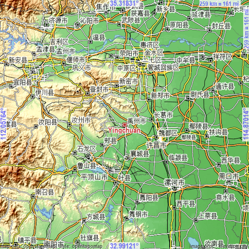 Topographic map of Yingchuan