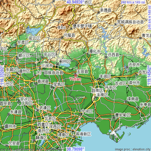Topographic map of Yutian