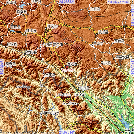 Topographic map of Yuping