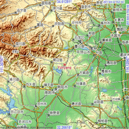 Topographic map of Yunyang
