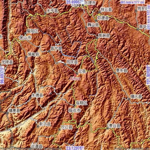 Topographic map of Aihua