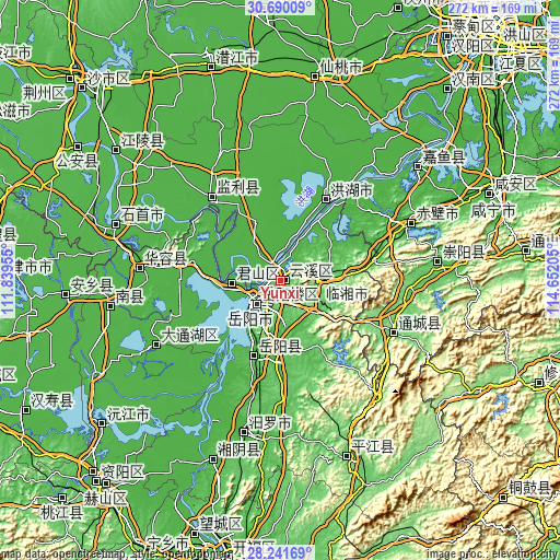 Topographic map of Yunxi