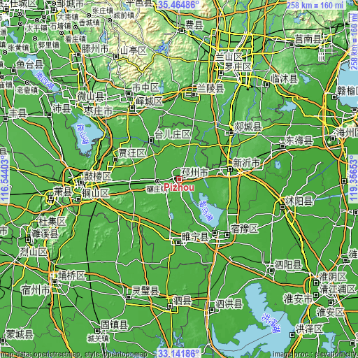 Topographic map of Pizhou