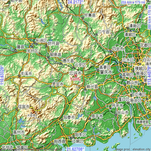 Topographic map of Yunfu