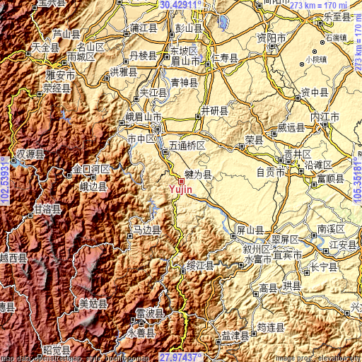 Topographic map of Yujin