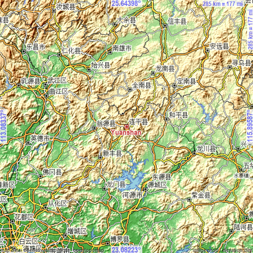 Topographic map of Yuanshan