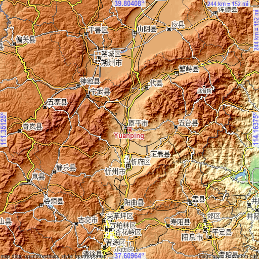 Topographic map of Yuanping