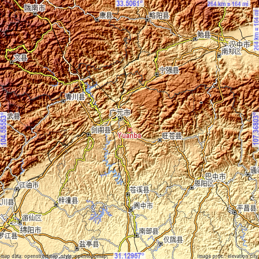 Topographic map of Yuanba