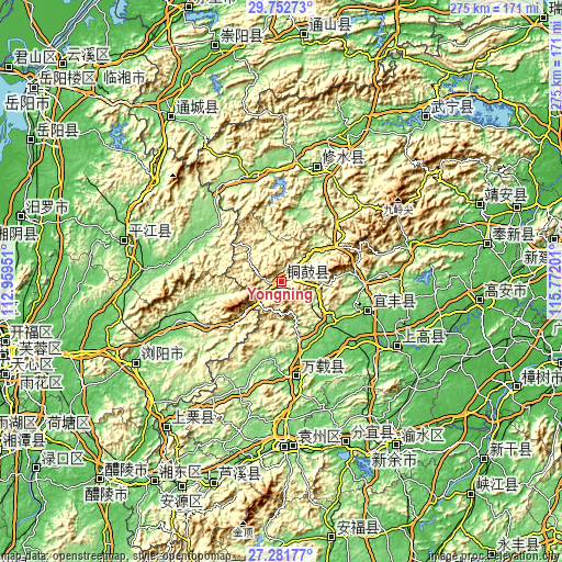 Topographic map of Yongning