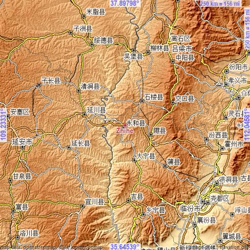 Topographic map of Zhihe