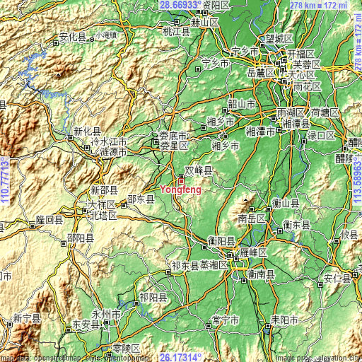 Topographic map of Yongfeng