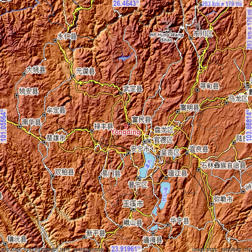Topographic map of Yongding