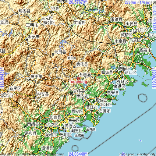 Topographic map of Taocheng