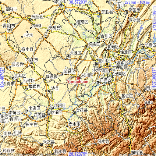 Topographic map of Yongchuan