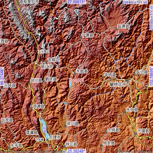 Topographic map of Yongbei