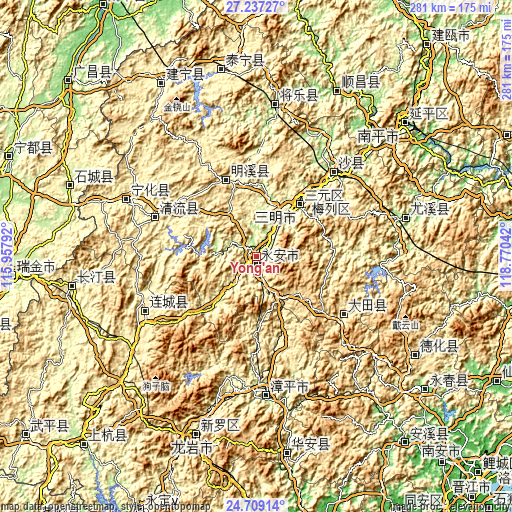 Topographic map of Yong’an