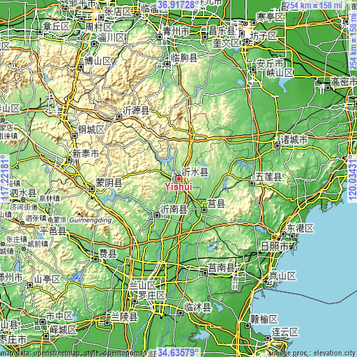 Topographic map of Yishui
