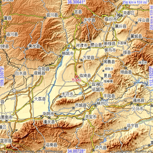 Topographic map of Yishi