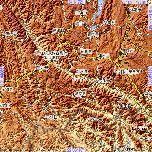 Topographic map of Yisa