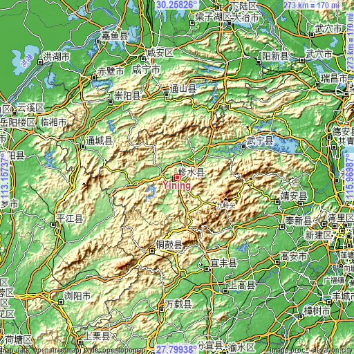 Topographic map of Yining