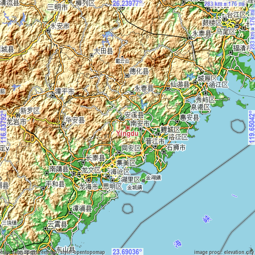 Topographic map of Yingdu