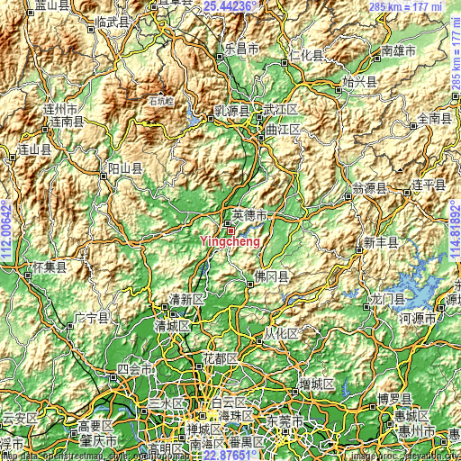 Topographic map of Yingcheng