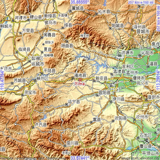 Topographic map of Yima